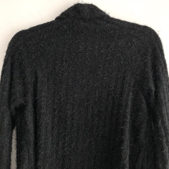 New Xhilaration Eyelash Knit Draped Open Front Cardigan Sweater Black Size XS - Picture 10 of 13